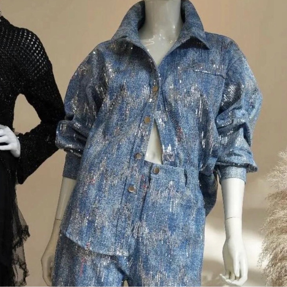 Blue Sequin Jacket size medium/large